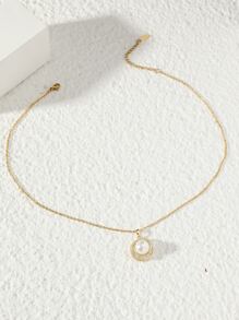 1件立方氧化锆花朵吊坠项链，适合日常佩戴 - 金黃色 - 查看 4