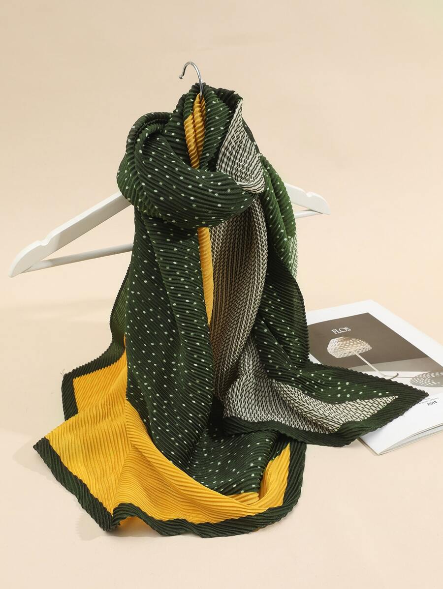 Polka Dot Print Crumpled Scarf - Multicolor - View 1