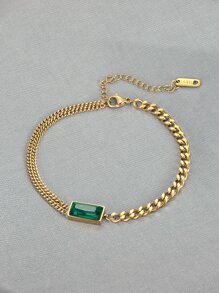 Vòng tay trang trí bằng đá khối Zirconia - màu xanh lá - Xem 2