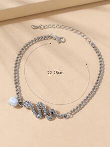 Snake Decor Anklet - White - View 4