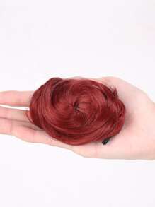 Claw Clip Straight Synthetic Hair Bun - Rose Red - View 3