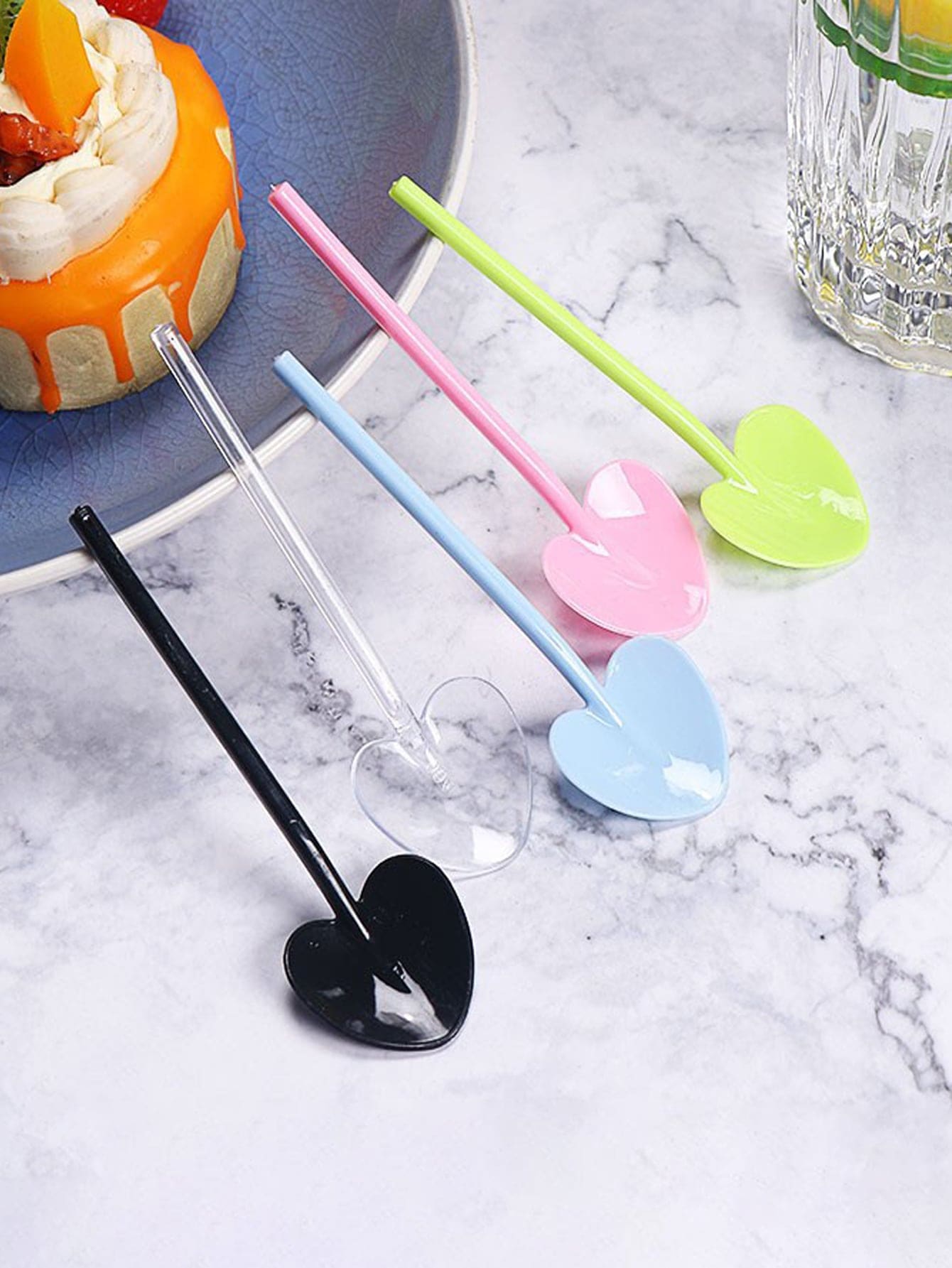 5入組心形隨機色湯匙 - 彩色 - 查看 1
