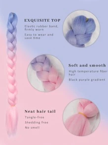 Peluca rasta para hombres y mujeres degradado azul claro rosa claro extensiones de cabello degradado de dos colores trenza para hombres y mujeres pelucas trenza grande trenza torcida - Dos Tonos - Ver 4