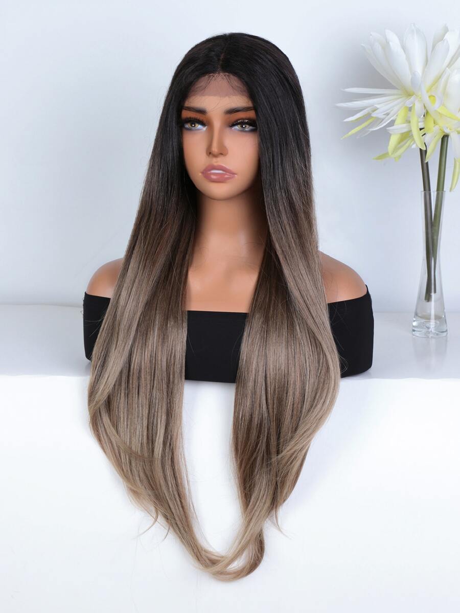 NOBLE 合成蕾丝前假发 30 英寸长直发蕾丝假发 自然波浪 角色扮演假发 棕色女士假发 蕾丝假发 合成蕾丝假发 圣诞节