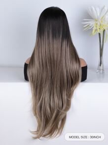 NOBLE 合成蕾丝前假发 30 英寸长直发蕾丝假发 自然波浪 角色扮演假发 棕色女士假发 蕾丝假发 合成蕾丝假发 圣诞节 - 彩色 - 查看 3