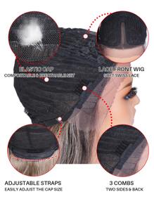 NOBLE 合成蕾丝前假发 30 英寸长直发蕾丝假发 自然波浪 角色扮演假发 棕色女士假发 蕾丝假发 合成蕾丝假发 圣诞节 - 彩色 - 查看 7