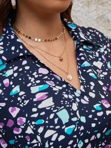 SHEIN VCAY Plus Allover Print Dress - Multicolor - View 5