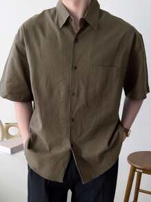 DAZY Men Pocket Patched Shirt - Coffee Brown - View 3