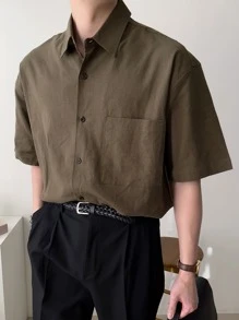 DAZY Men Pocket Patched Shirt - Coffee Brown - View 4