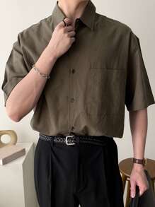 DAZY Men Pocket Patched Shirt - Coffee Brown - View 8