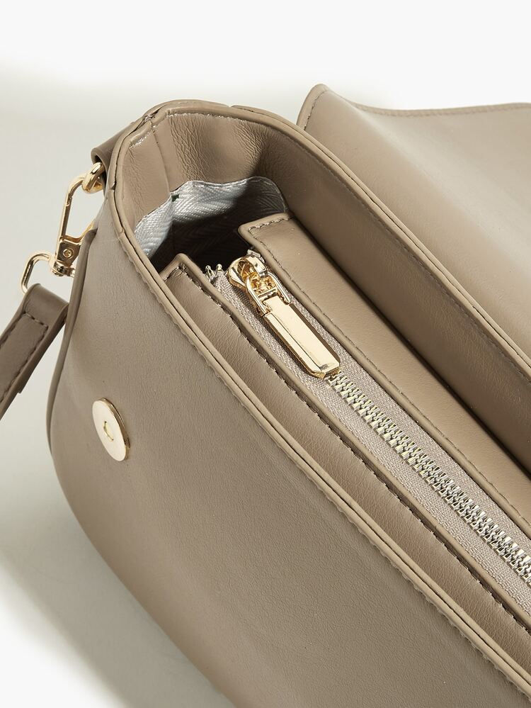 Fashionable Faux Leather Minimalist Metal Decor Flap Square Bag, For Women, Rookies & White-Collar Workers,For Teacher Gifts,For Lady,For Female For Business/Commute/Work/Office,For Festivals/Vacation/Holiday