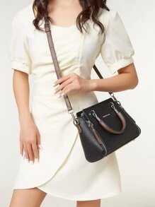 BELLEBORG Túi vuông chi tiết chữ nhỏ gọn, giản dị dành cho doanh nhân dành cho nữ, tân binh & nhân viên cổ trắng dành cho nữ tuổi teen Sinh viên đại học, tân binh & nhân viên cổ trắng Hoàn hảo cho văn phòng, đại học, công việc, kinh doanh, đi làm, ngoài trời, du lịch, đi chơi - màu đen - Xem 8