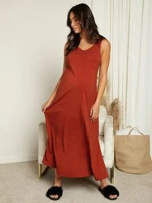 SHEIN 孕婦素色背心連衣裙