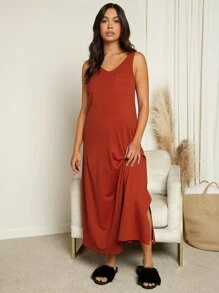 SHEIN 孕婦素色背心連衣裙