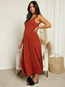 SHEIN 孕婦素色背心連衣裙