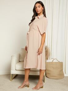 SHEIN 孕婦蝙蝠袖繫腰帶洋裝