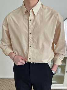 DAZY Men Solid Button Front Shirt - Khaki - View 1
