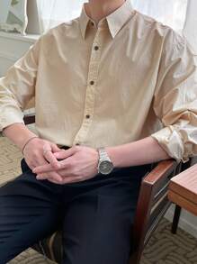 DAZY Men Solid Button Front Shirt - Khaki - View 6