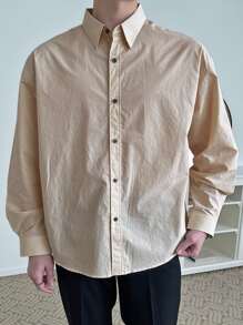DAZY Men Solid Button Front Shirt - Khaki - View 7