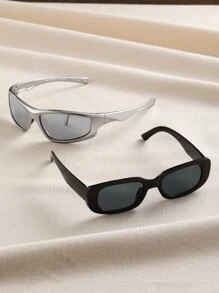 2 件装塑料镜框非节日装饰时尚眼镜女士沙滩配饰眼镜墨镜流行基础款秋冬女士服装商务休闲礼品