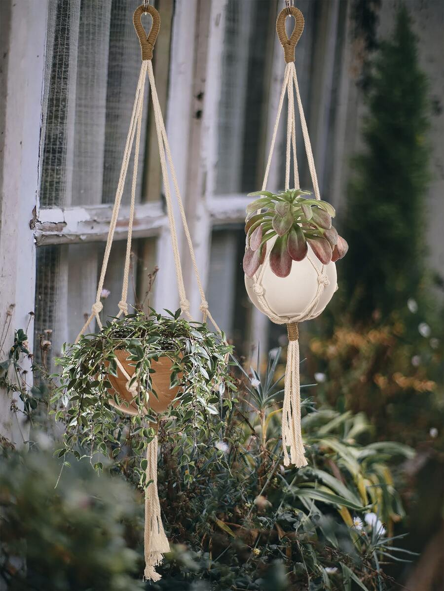 2pcs Braided Detail Plant Hanger Without Flowerpot - Multicolor - View 1