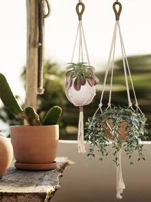 2pcs Braided Detail Plant Hanger Without Flowerpot - Multicolor - View 2
