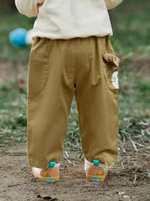 小男童卡通圖案側口袋長褲