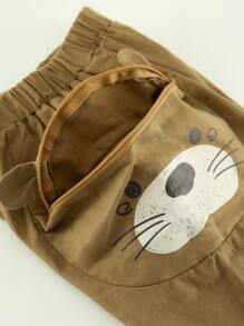 小男童卡通圖案側口袋長褲