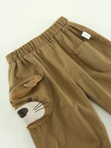 小男童卡通圖案側口袋長褲