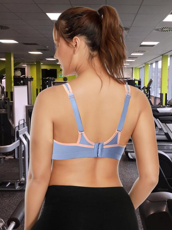 Plus Contrast Binding Sports Bra SHEIN USA