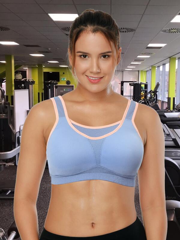 Plus Contrast Binding Sports Bra SHEIN USA