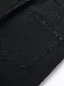 Men Cartoon & Letter Patched Ripped Jeans - Black - View 7