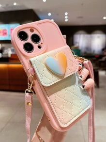 Estuche para teléfono con ranura para tarjeta con cordón con portatarjetas - Rosa - Ver 3