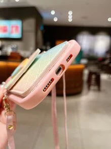 Estuche para teléfono con ranura para tarjeta con cordón con portatarjetas - Rosa - Ver 6