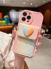 Estuche para teléfono con ranura para tarjeta con cordón con portatarjetas - Rosa - Ver 7