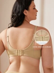 Wingslove Áo ngực thể thao cỡ lớn dành cho nữ, thoải mái, nâng đỡ tốt, màu trơn. - Màu be - Xem 2