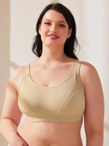 Wingslove Áo ngực thể thao cỡ lớn dành cho nữ, thoải mái, nâng đỡ tốt, màu trơn. - Màu be - Xem 3