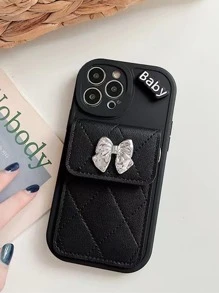 Ốp điện thoại họa tiết kim cương có khe cắm thẻ, ví và dây buộc, vỏ bảo vệ iPhone thiết kế mới - màu đen - Xem 7