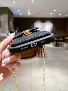 Phone Case With Card Bag & Chain Lanyard