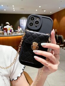 Phone Case With Card Bag & Chain Lanyard