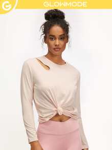 GLOWMODE Cutout Curved Hem Top - Apricot - View 2