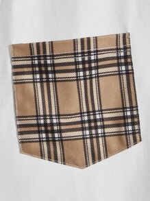 Manfinity Men Plus Contrast Plaid Collar Polo Shirt - White - View 4