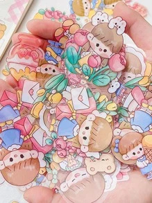 24入組卡通圖案隨機DIY貼紙 - 彩色 - 查看 1