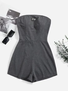 SHEIN EZwear Expression Patch Detail Tube Unitard Romper