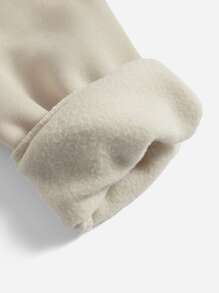 SHEIN EZwear Bikercore Letter & Palm Tree Print Drop Shoulder Pullover - Apricot - View 4