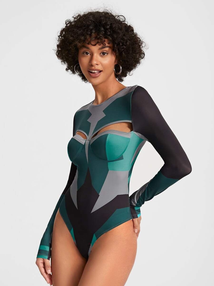 STARSEED SQUAD Áo liền quần ôm nữ Cắt ra Khối Màu Gợi cảm - Nhiều màu - Xem 1