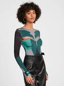 STARSEED SQUAD Áo liền quần ôm nữ Cắt ra Khối Màu Gợi cảm - Nhiều màu - Xem 3