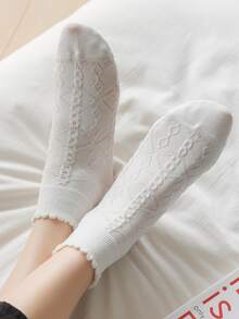 5 pares Calcetines tobilleros unicolor - Blanco - Ver 3