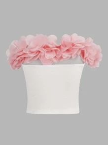 SHEIN Privé 貼花螺紋針織抹胸上衣