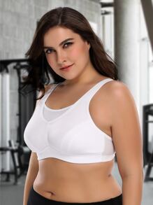 Wingslove Plus Size Women High Impact Full Coverage Sports Bra - White - View 3